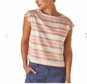 Patagonia Lightweight A/C Shirt Womens Small Pink White Striped Casual  Outdoors - Picture 1 of 7