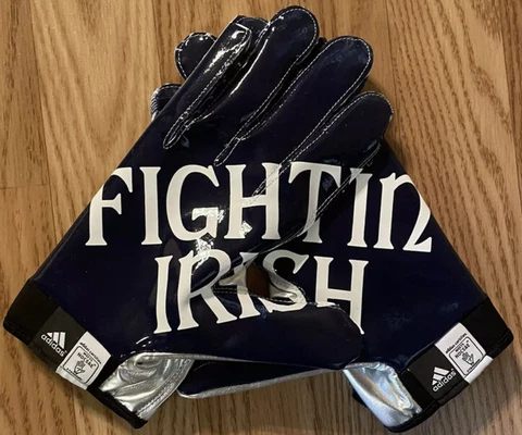 NOTRE DAME FOOTBALL ADIDAS TEAM ISSUED 2012 FIGHTING IRISH GLOVES Cover