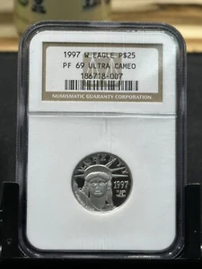 1997 W P$25 1/4 oz American Eagle Platinum Proof NGC PF69 - Picture 1 of 2