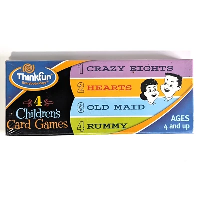 THINKFUN 4 Children's Card Games Rummy Hearts Old Maid Crazy Eights NEW - Image 1 of 3