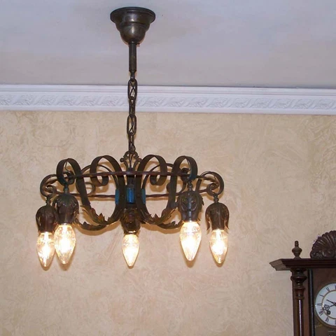 930a Antique 1920's-30's Ceiling Light fixture spanish revival strap chandelier Cover