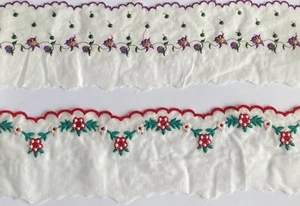 Colourful embroidered cotton lace trim 1 yard Width 8 cm - Picture 1 of 8