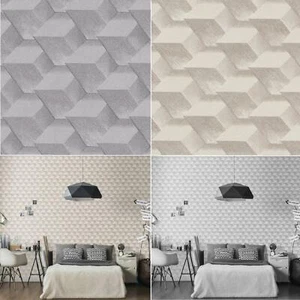 Erismann Geometric 3D Effect Wallpaper Geo Glitter Paste The Wall Vinyl Textured - Picture 1 of 3