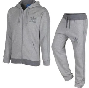 Adidas Full Tracksuit Original SPO Fleece Zip Hoodie & Trouser Grey S/M/L/XL - Picture 1 of 3