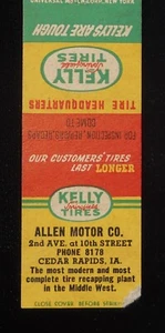 1940s Allen Motor Co. Kelly Springfield Tires Phone 8178 2nd Ave Cedar Rapids IA - Picture 1 of 2