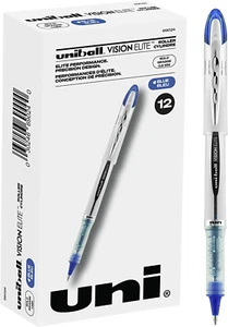 Uniball Vision Elite Rollerball Pens, Blue Pens Pack of 12, Bold Pens with 0.8mm - Picture 1 of 7