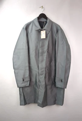 NUEVO CON ETIQUETAS $4450 BRIONI Talla XXL Gris Seda y Algodón Chaqueta Exterior Abrigo Borde Cuero Foto 1 de 4