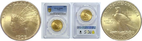 1908-W/M $10 Indian Head Gold PCGS MS-66 Cover