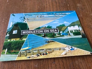 Vintage RP Sussex Postcard: Middleton on Sea, Beach, Village & Thatched cottage - Picture 1 of 2