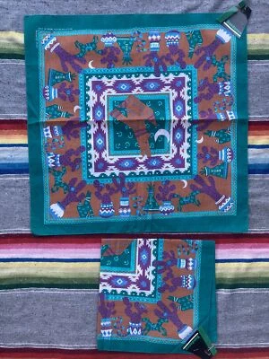 Lote 2 Nuevos Bandannas Southwest Cactus Coyote Impresión Nuevo de Lote Antiguo Nuevo con Etiquetas 50/50 EE. UU. Foto 1 de 4