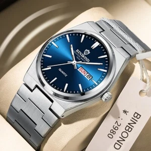 BINBOND Men's Quartz Luxury Watch Stainless Waterproof Luminous Day/Date NEW - Picture 1 of 3