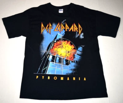 Vintage Band T-Shirt Def Leppard Size M/L 90s Pyromania Anniversary Screen Print - Image 1 of 4
