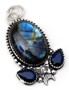 Natural Labradorite Gemstone 925 Sterling Silver Handmade Jewelry pendant - Picture 1 of 7