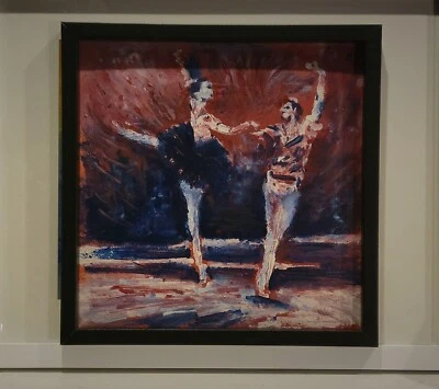 Pintura Bailarines de Ballet Prima Bailarina Inspirada Arte Degas Firmado M.Kravt Enmarcado Foto 1 de 4