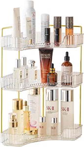 Corner Counter Bathroom Organizer Countertop, 3 Tiers Cosmetic Perfume Tray - Picture 1 of 7