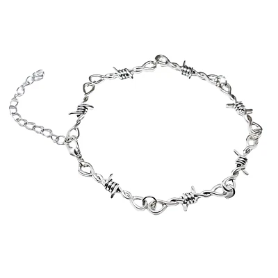 Barbed Wire Bracelet Chain Thorns Large Unisex 925 Silver Plated Jewellery - Image 1 of 4