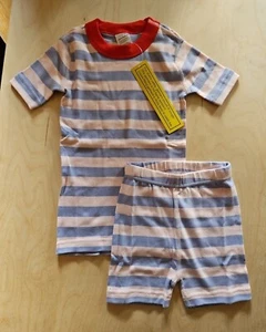 NWT HANNA ANDERSSON BOLD STRIPED PINK LAVENDER SHORT JOHN PAJAMAS 110 5 - Picture 1 of 4