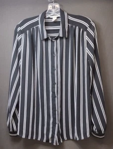 Damengröße 10 H&M gestreiftes Blusentop weiß schwarz Kleid-Shirt 48" Brustumfang - Bild 1 von 5