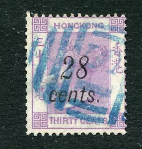 Hong Kong 1876 Queen Victoria 28 cents on 30c - Shanghai SG Z785 Used (EM213) - Picture 1 of 2