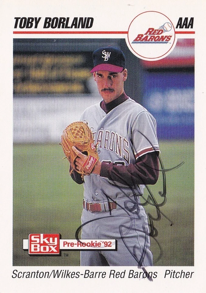 Toby Borland Signed 1992 SkyBox Card #219 Scranton Wilkes-Barre Red Barons - Image 1 of 1