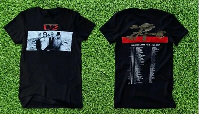 T-shirt nera 2 lati 1987 U2 The Joshua Tree Tour Rock Ban - Immagine 1 di 3