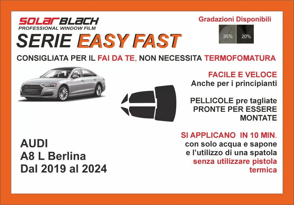 pellicole oscuranti vetri pre-tagliata Audi a8 berlina L 19-24kit post EASY FAST - Imagen 1 de 1