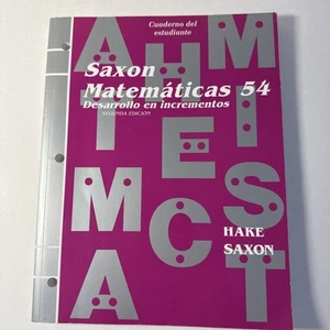 Saxon 54 (2nd Ed) SPANISH Student WORKBOOK MASTERS, saxon Matemáticas 54 - Imagen 1 de 3