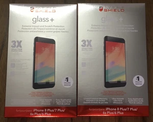 x2 NEW ZAGG Invisible Shield Glass iPhone 6 plus 6s + 7+ 8+ Screen Protector - Picture 1 of 4