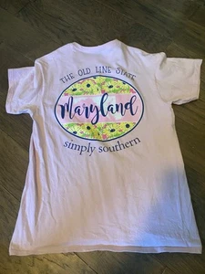 Simply Southern Old Line State MARYLAND Pink Women’s Tshirt MEDIUM - Picture 1 of 8