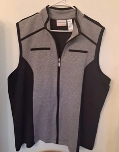Women’s Zip Up Vest Alfred Dunner Size 20W Black Grey Lightweight Golf - Picture 1 of 10