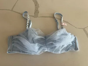 Victoria’s Secret DREAM ANGELS Gem Strap Unlined Bandeau Bra Blue Tulle Lg NWT - Picture 1 of 4