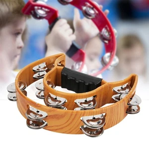 Double Row Handbell Tambourine Metal Jingles With Ergonomic Grip Percussion XG5 - Picture 1 of 11