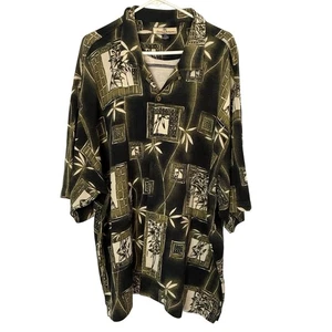 Tommy Bahama Men’s XXL Silk Blend Hawaiian Shirt Olive Green Yellow Leaves - Picture 1 of 3