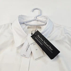 BANANA REPUBLIC Non-Iron White Cotton Buttons Fitted Shirt 14 NWT $80.00 - Picture 1 of 8