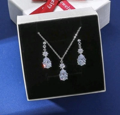 Set Collana E Orecchini In ZIRCONI a Goccia IDEA REGALO - Immagine 1 di 4