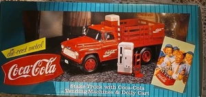 1997 Ertl Coca-Cola 1957 Chevrolet Stake Truck Vending Machines & Dolly Cart NEW - Picture 1 of 6