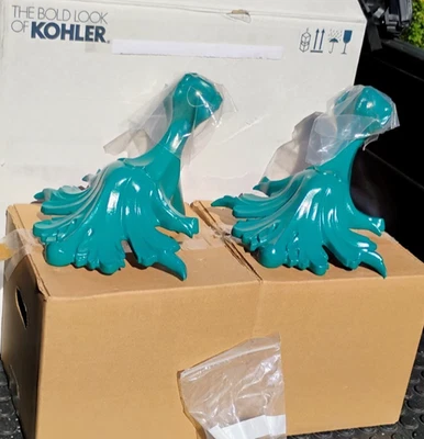 4 artefactos de bola y garra de hierro fundido para bañera 204-17 VERDE AZULADO Kohler pie de garra Foto 1 de 4