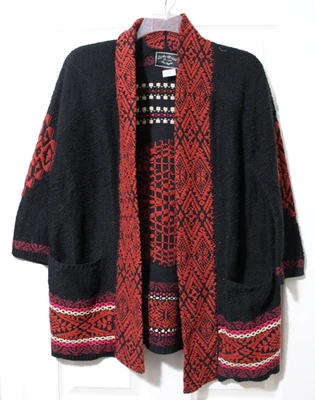 Chaqueta cárdigan con cuello chal geométrico diseñador L Lucky Brand para mujer nueva Foto 1 de 4