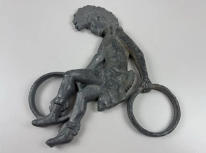 Unikat Mohawk Mann Indianer Kunst Statue Skulptur Metall LESEN - Bild 1 von 13