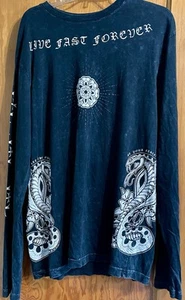 Affliction-Camiseta Hombre Manga Larga-XL-Negro Lava Lavado-Hecha en EE. UU. - Imagen 1 de 6