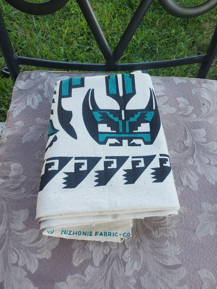 1970s Nizhonie Fabric Bahah Zhonie Hand Print Cortez Native Navajo 2 Yd Vintage - Image 1 of 4
