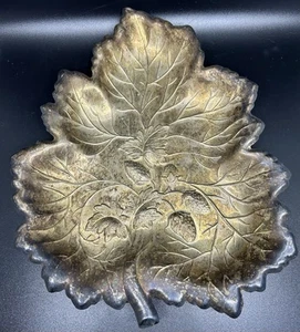 Vintage Silver Plate Strawberry Leaf Shaped Dish Bowl, Unpolished, 11” X 9” - Picture 1 of 6