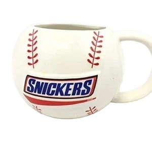 Snickers Coffee Mug Oversize White Red Baseball Novelty Collectible Vintage - Picture 1 of 5