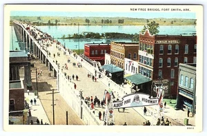 Free Bridge Fort Smith Arkansas Albert Pike Highway 1930s Postcard D620 - Picture 1 of 2