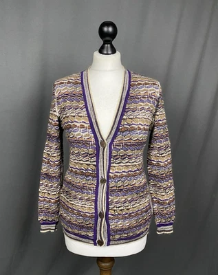 Missoni Vintage Multicolor Tejido Lana Mohair Cardigan Suéter Talla 42 - Imagen 1 de 4