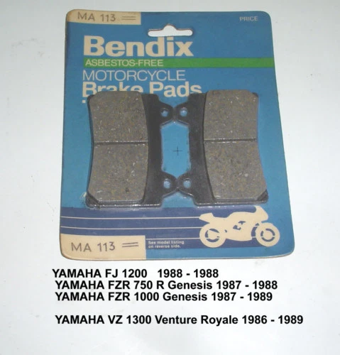 PASTILLAS FRENO DISCO YAMAHA FJ1200 FJ 1200 VZ1300 BENDIX MA113 NUEVAS Foto 1 de 1