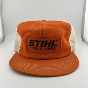 Vintage STIHL K-Brand Trucker Cap Hat Snapback Patch Mesh Back Orange Read - Picture 1 of 6