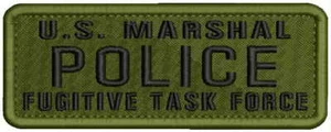 U.S. MARSHAL POLICE FUGITIVE TASK FORCE Embroidery Patch 2x5 hook on back od/blk - Picture 1 of 1