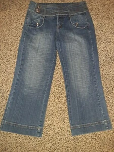 BOOM BOOM Jeans U.S.A. Wide Waist Cropped Capri Leg Size 7 - Picture 1 of 5
