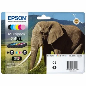 Cartucho de inyección de tinta de alta capacidad para impresora fotográfica Epson 24XL paquete múltiple (paquete de 6) - Imagen 1 de 1